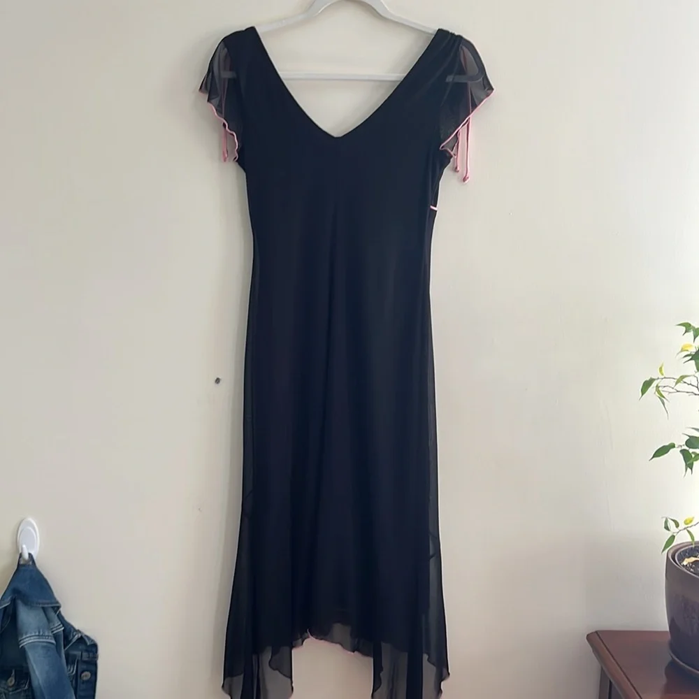 Vintage Y2K Flouncy MIDI Dress Handkerchief Hem Chiffon Fairycore Empire S 90s - Picture 6 of 8